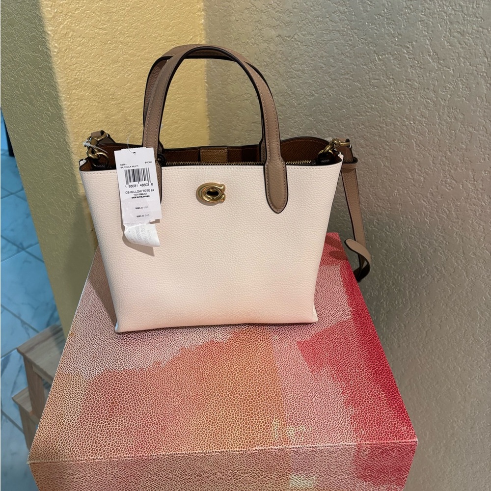 Coach Cream and Tan Satchel